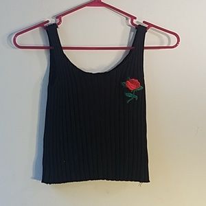 Black Tank w/ Rose Patch (S)